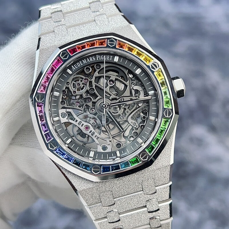AP Royal Oak Series 15412BC Full Hollow Frost Gold Rainbow Original Diamond-การตั้งค่ารูปลักษณ์เพดาน