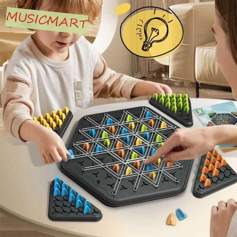 Musicmart เกมตั้งโต๊ะหมากรุกสามเหลี่ยม,ยางรัด สามเหลี่ยมเดสก์ท็อปเรขาคณิตโซ่หมากรุก,การศึกษาการคิดเชิงตรรกะหลายคนปรับปรุงปัญญาปริศนาสามเ