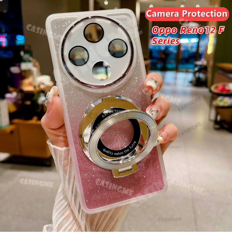 Oppo Reno12 F 5G 2024 Bling แม่เหล็กดูดวงเล็บปลอกอ่อนสําหรับ Oppo Reno 12F 5G 12 F Reno12F Reno12 12 F 4G 5G กล้อง Shcokproof เคสโทรศัพท์เลนส์ป้องกันนุ่มปกหลัง