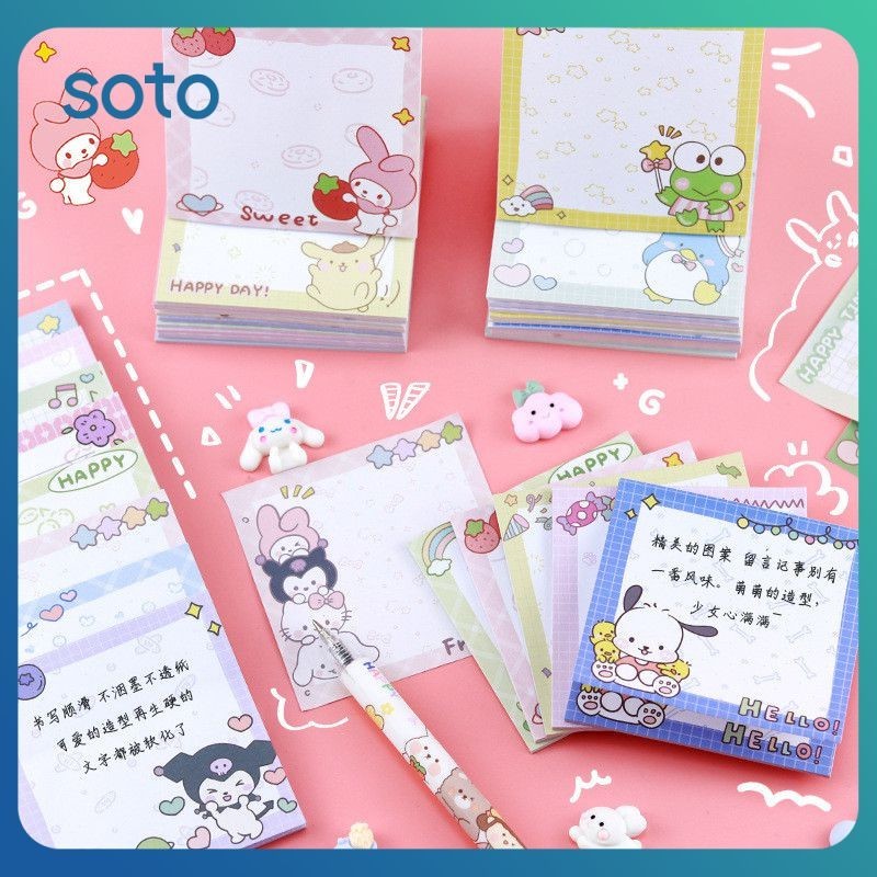 ♫ Sanrio Cute Sticky Notes นักเรียนน่ารักสติ๊กเกอร์สะดวก Sanrio Memo สติกเกอร์ Sticky Creative Cartoon Memo Notepad