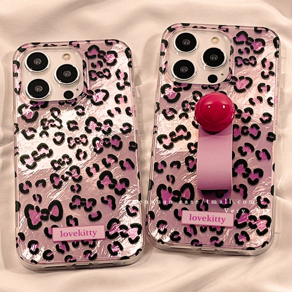 Ins เกาหลีสีชมพูเสือดาวพิมพ์IphoneกรณีThicken IMD Hard Case IPhone 14 Pro Max 3DแหวนยึดกรณีIphone 13 กล้องสําหรับIPhone 15 14 13 12 Pro Max