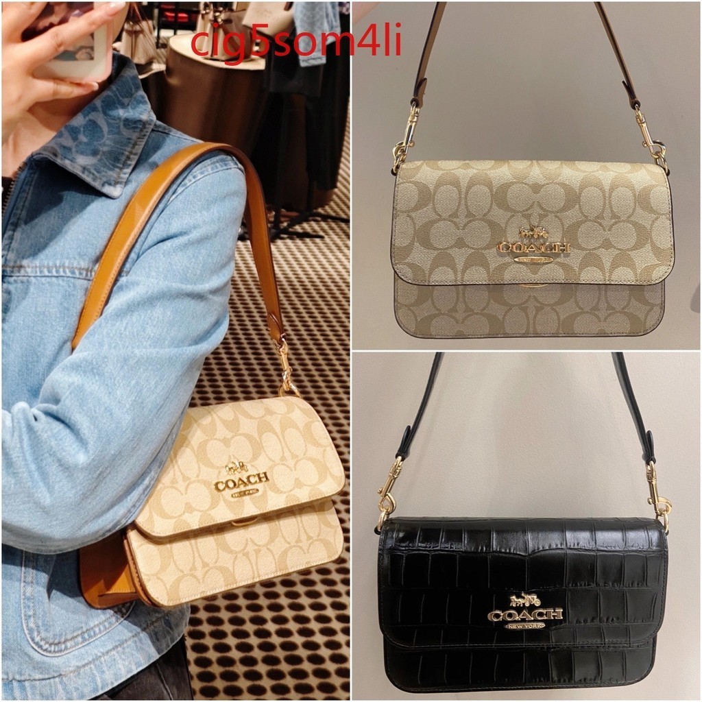 American Coach Coach รุ่นกล่องรักแร้กระเป๋าสี่เหลี่ยมเล็กไหล่คู่กระเป๋าสะพายผู้หญิง