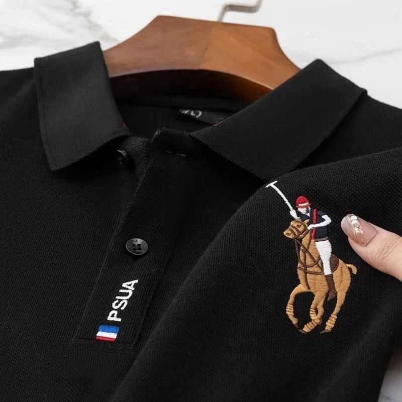 โปโลแขนสั้น เสื้อ polo แขนสั้นผู้ชาย แบบบาง คอปก แบบหลวม สีพื้น งาน ธุรกิจ แฟชั่นฤดูร้อน สําหรับผู้ชาย