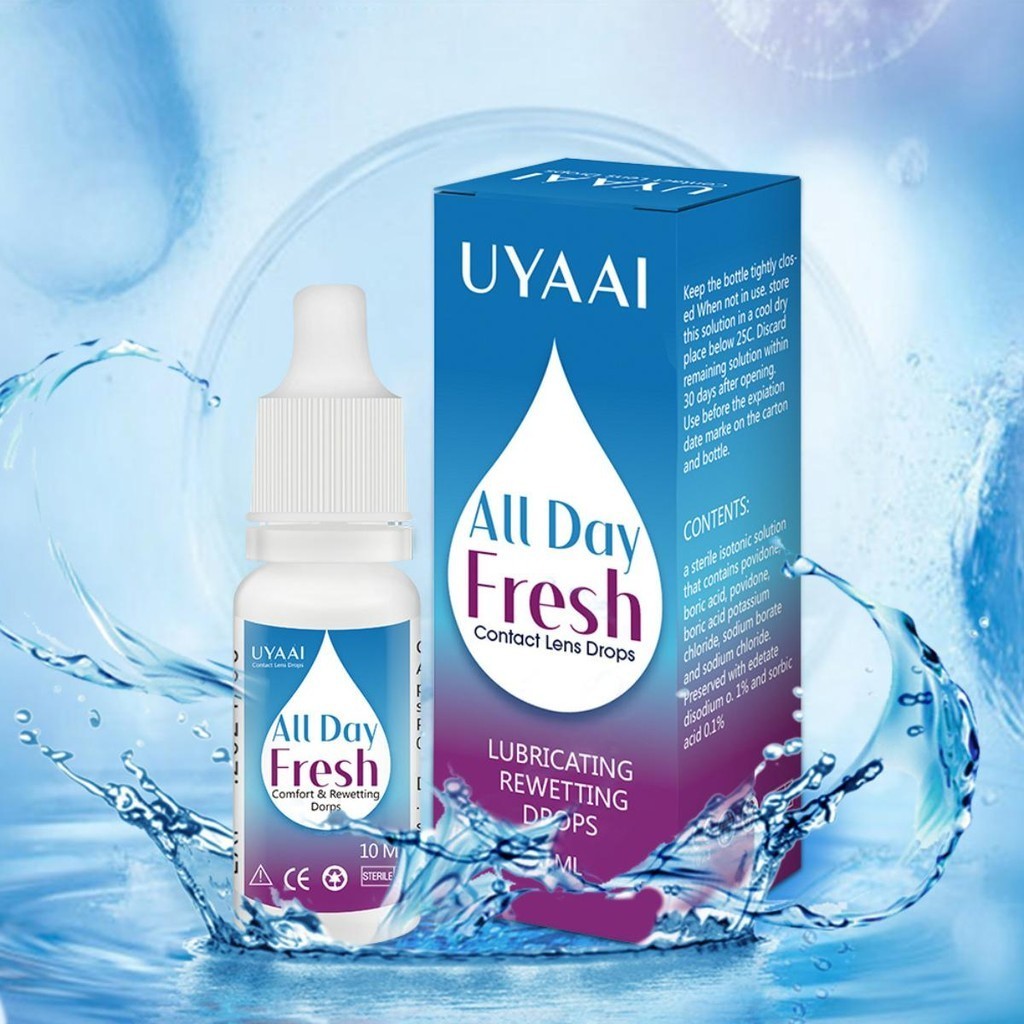 UYAAI 10 มล. คอนแทคเลนส์ใสน้ำยาหยอดตาพิเศษ ปรับปรุงดวงตาให้แห้ง ปรับปรุงความเหนื่อยล้าของดวงตา