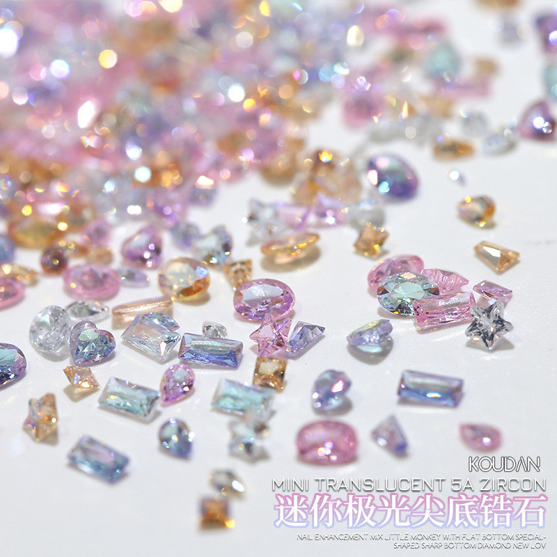 ตกแต่งเล็บเล็บสติกเกอร์เล็บ Mini Aurora Zircon Rhinestone คริสตัล 50 ชิ้น KOUDAN