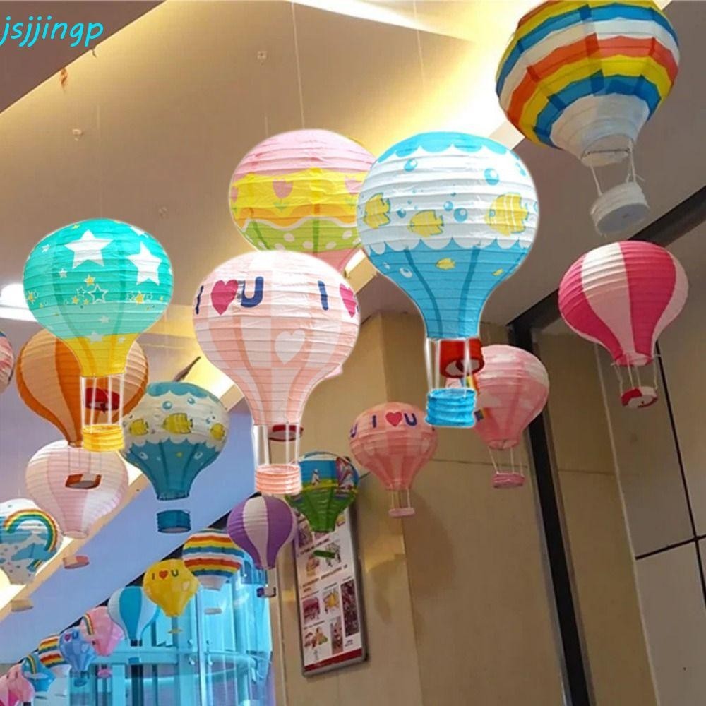 Jsjjingpโคมไฟบอลลูนอากาศร้อน,โคมไฟกระดาษทําด้วยมือ ทําเอง,สร้างสรรค์แขวน12ในโคมไฟเทศกาลที่มีสีสันสําหรับวันเกิด