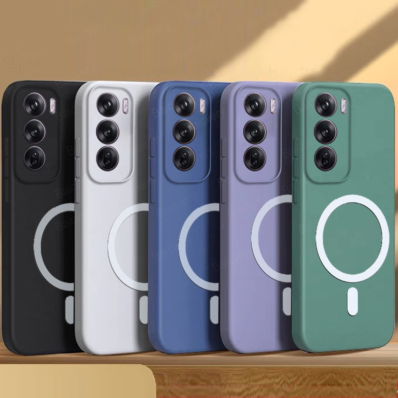 Oppo Reno 12 PJV110 / Reno12 Pro PJW110 5G กรณีที่มีสีสัน TPU แม่เหล็กชาร์จไร้สายปลอกฝาครอบ