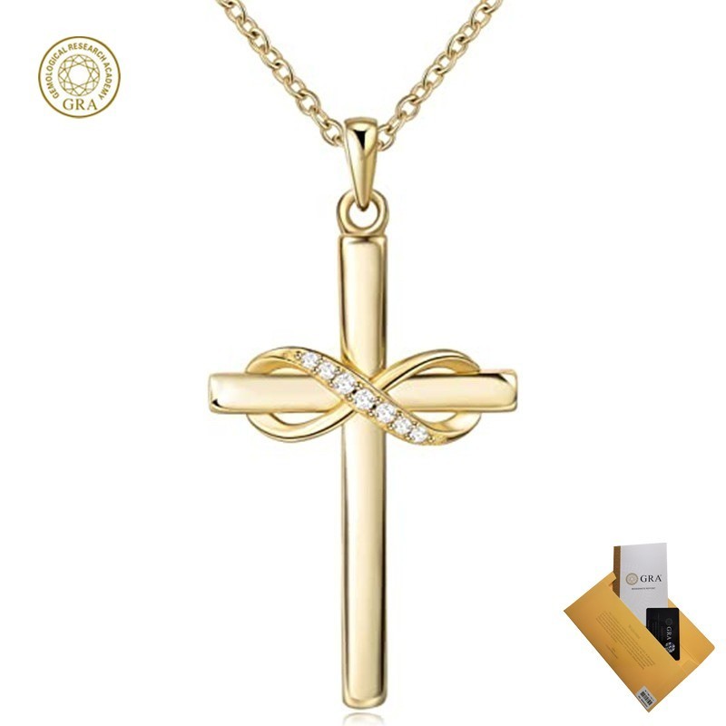 (พร้อมใบรับรอง Gra) Personal Hip Hop Infinite Symbol 8 Word Pendant Cross Necklace