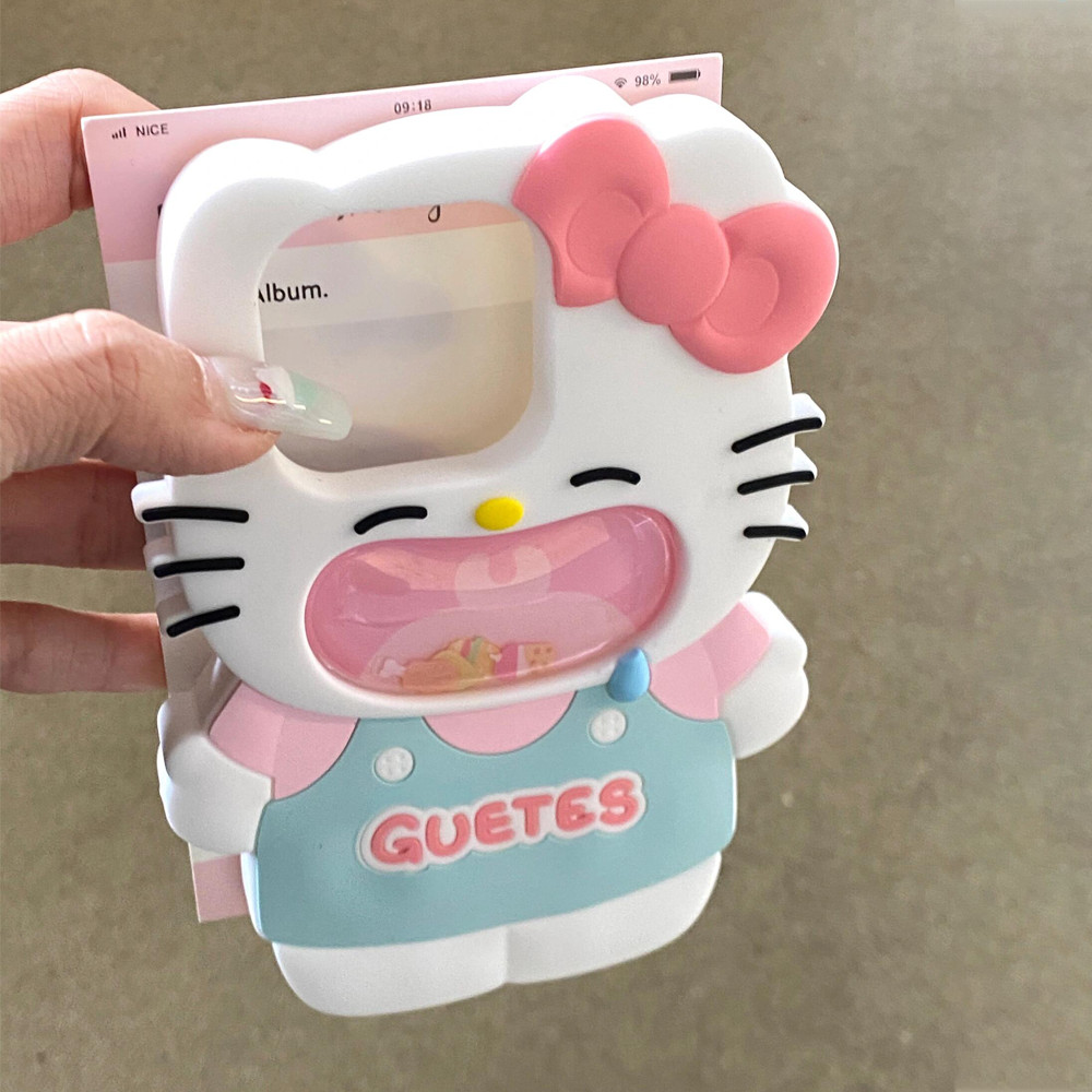 เคส IPhone ซิลิโคนนุ่ม IPhone 11 Cute Kitty 3D Bow Knot Dynamic Liquid Quicksand แฮมเบอร์เกอร์ Full Body กันกระแทกป้องกันกรณีสําหรับ IPhone 15 14 13 12 11 Pro Max 15 14 Plus