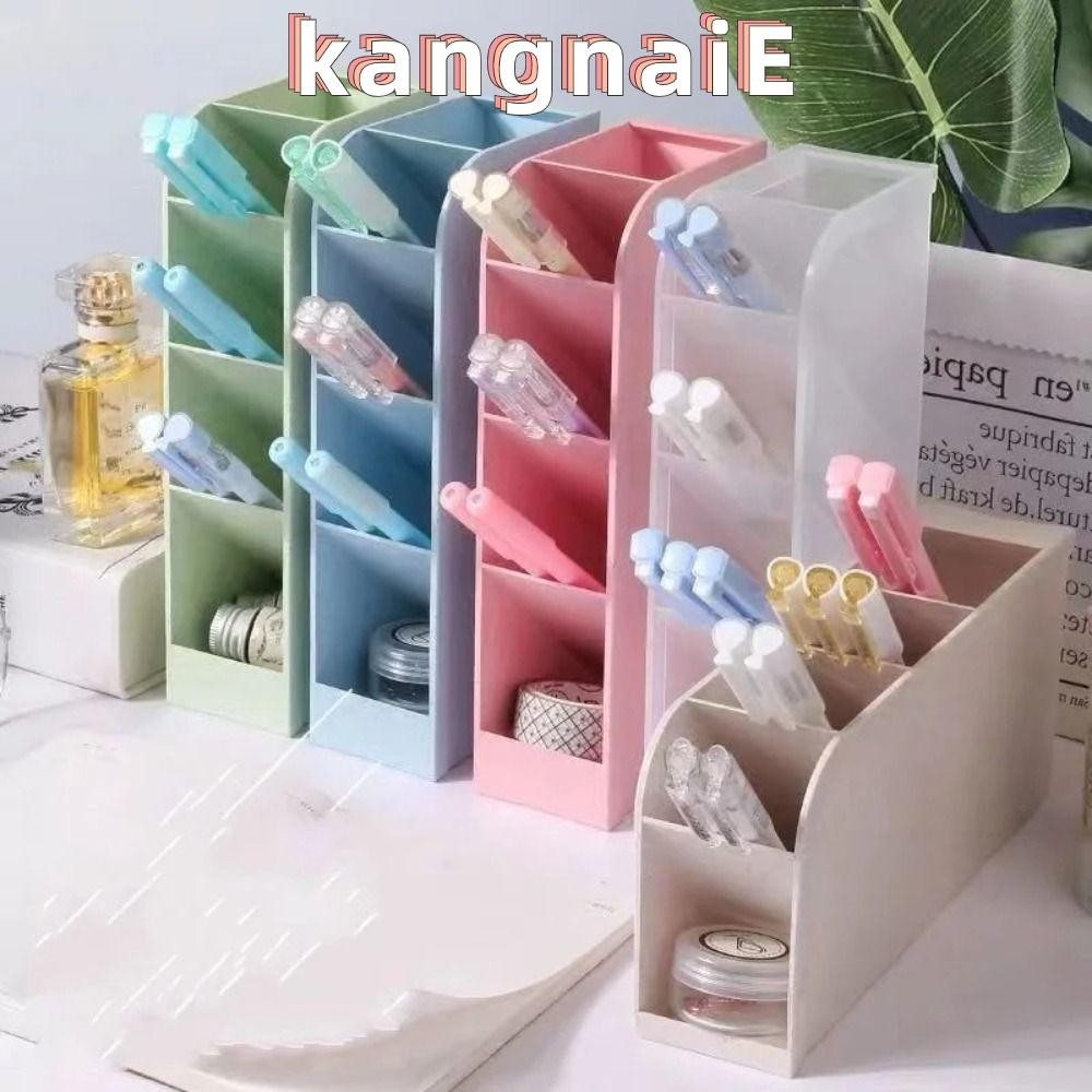 กล่องเก็บปากกา KANGNAI ที่เก็บเครื่องเขียนแบบตั้งโต๊ะ|ที่ใส่ปากกาเฉียงสีที่ใช้งานได้จริง 4 กริดความจุขนาดใหญ่ อิน สไตล์ดินสอคอนเทนเนอร์นักเรียน