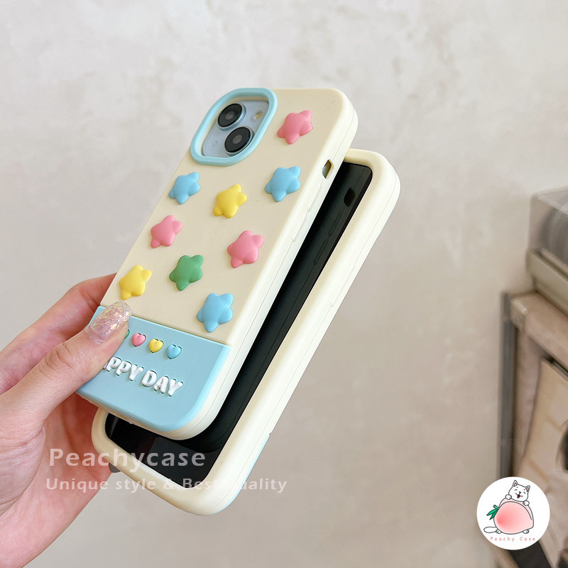 Ins 3D สีสันรูปหัวใจ Star เคสโทรศัพท์ซิลิโคนสําหรับ iPhone 15 14 13 12 Pro Max 11 15promax Anti-drop Soft ฝาหลังปลอกมือถือ - รูปที่ 6