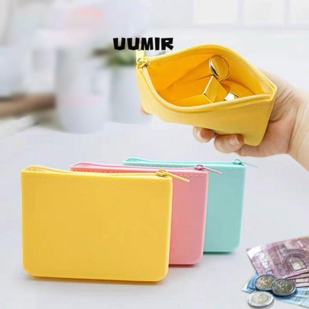UUMIR กระเป๋าใส่เหรียญ, ซิปซิลิโคนกระเป๋าสตางค์สี่เหลี่ยม, กระเป๋าเดินทางมัลติฟังก์ชั่นประหยัดพื้นที่กันน้ํา นักเรียน