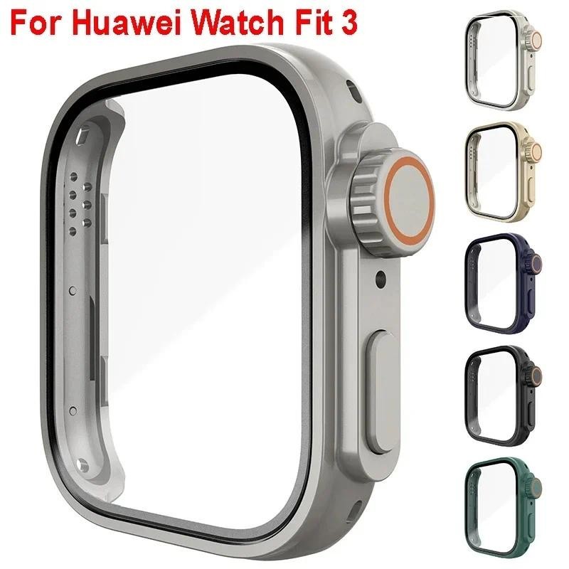 เปลี่ยนเคสอัลตร้าสําหรับ Huawei Watch Fit 3 เคสกระจกนิรภัยฝาครอบปกป้องหน้าจอสําหรับ Huawei Watch Fit3 อัพเกรด Ultra 2