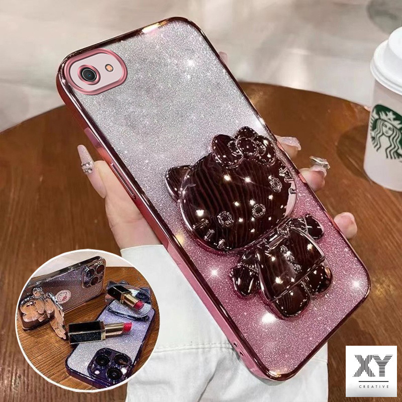 เคส VIVO Y81 Y81i Y83 กระจก วงเล็บปลอก เรียลมี ค33 เคสโทรศัพท์ขอบทองอ่อนเงาและโปร่งใสกันกระแทกกันชนป้องกัน เคสโทรศัพท์ VIVO Y81 Y81i Y83