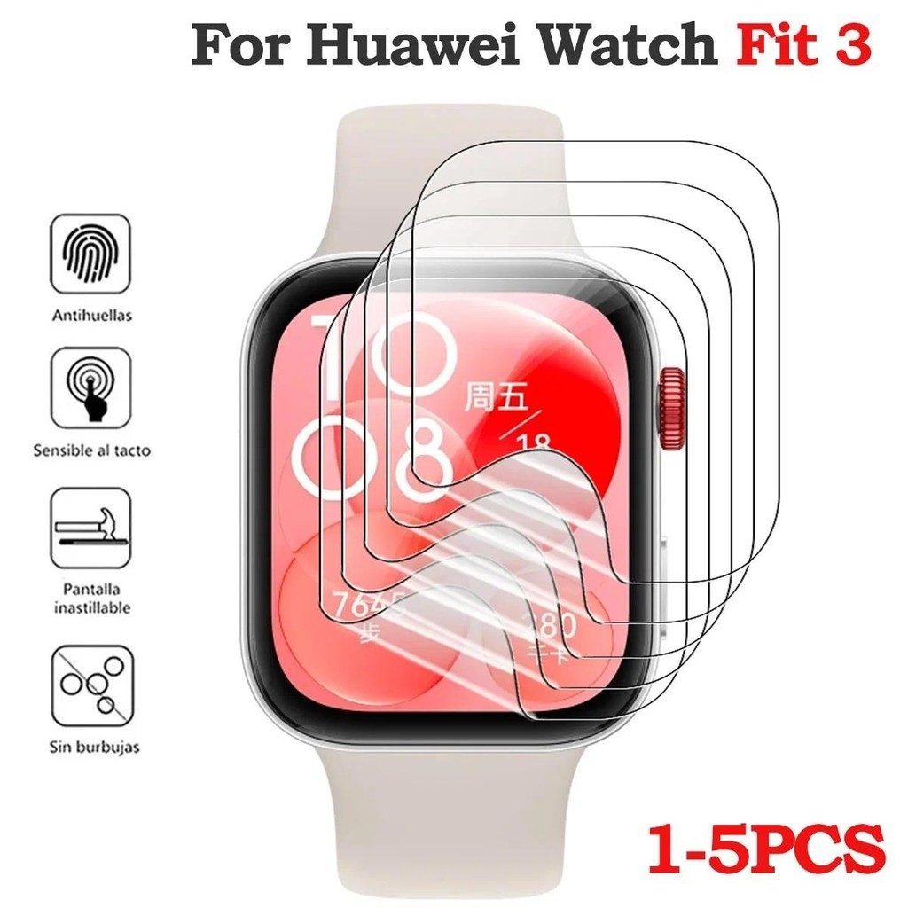 5pcs ป้องกันหน้าจอสําหรับ Huawei นาฬิกา Fit 3 Anti Scratch Clear TPU Hydrogel ฟิล์มสําหรับ Huawei Fit3 นาฬิกาอุปกรณ์เสริม