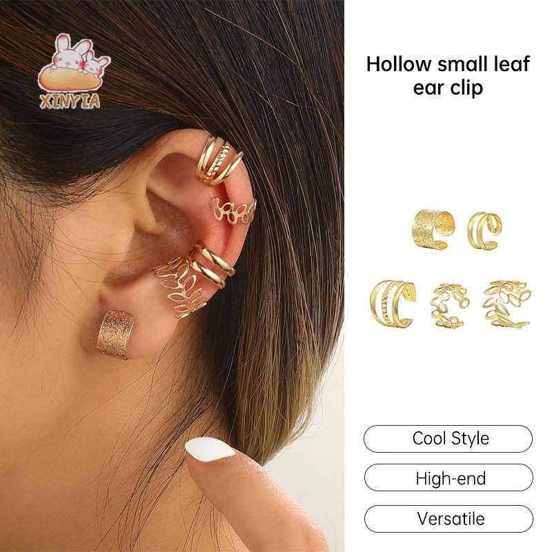 Lingingingra-ear Bone Clip ชุด 5 ชิ้นแฟชั่น Hollow-out Leaf Ear Clip Simple Compact Ear ClipsYIA.TH