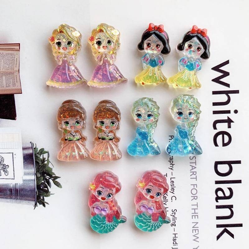 โปร่งใสเลื่อมตัดการ์ตูนเจ้าหญิง Jibz Cro รองเท้า Charm DIY น่ารักการ์ตูนเรซิ่นเครื่องประดับอุปกรณ์เสริม DIY เคสโทรศัพท์ Patch หัวเข็มขัดรองเท้า