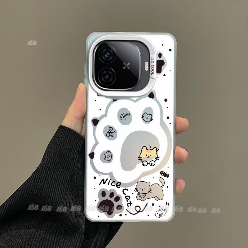 เคส iQOO Z9 Z9X 5G Case เคส IQOO Z9 Turbo โทรศัพท์มือถือแบบแข็ง ผิวด้าน กันกระแทก ลายอุ้งเท้าแมวน่ารัก หรูหรา สําหรับ