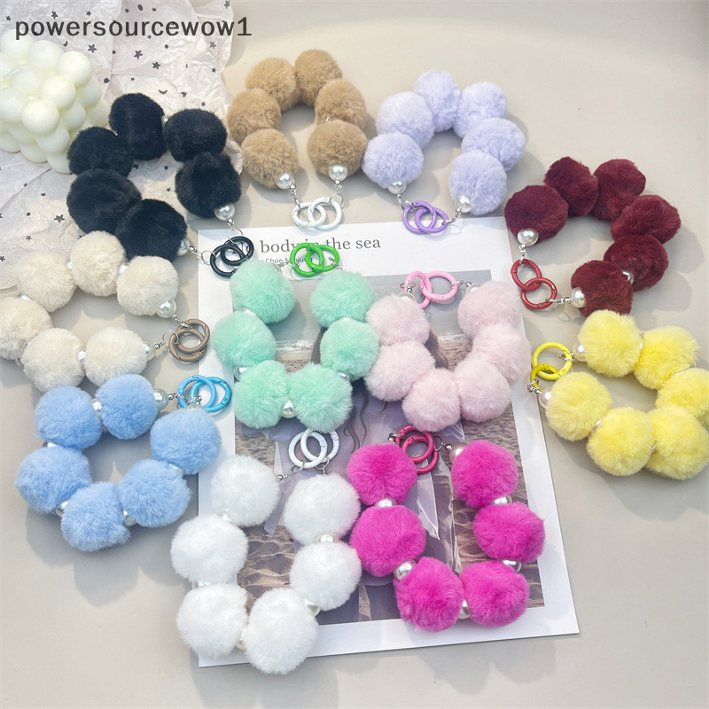 Wow สีสันหวาน Plush Ball Chain เคสโทรศัพท์ตกแต่งกระเป๋าจี้แฟชั่น Anti-Lost Lanyard สร้างสรรค์น่ารักพวงกุญแจของขวัญ TH