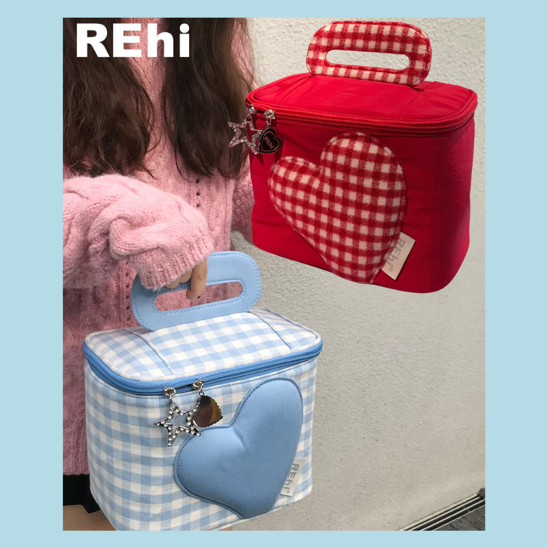 [Ready-Store] Rehi Makeup Bag Milk House Cosmetic Bag Large Capacity Cute Portable Travel Handheld Z