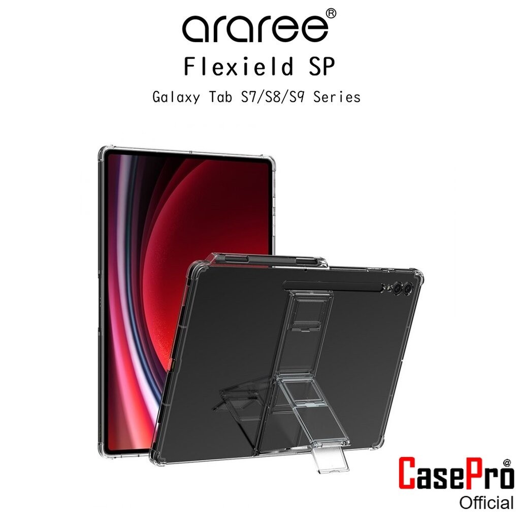 Araree Flexield SP เคสใสกันกระแทกมีขาตั้งเกรดพรีเมี่ยมจากเกาหลี เคสสำหรับ Samsung Galaxy Tab S7/S8/S9 Series(ของแท้100%)