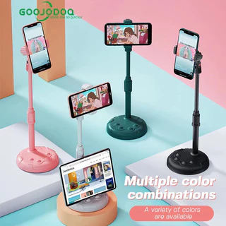GOOJODOQ ที่วางขาตั้งโทรศัพท์มือถือ 360 หมุนได้เดสก์ท็อป/ขาตั้งออกอากาศแบบปรับได้ (ใส่โทรศัพท์มือถือ/แท็บเล็ต)