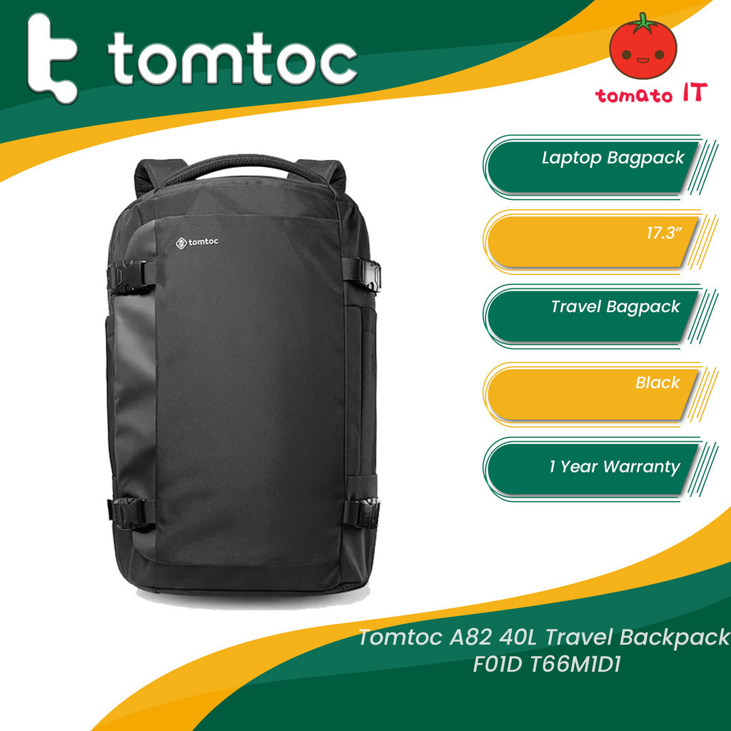 TOMTOC A82 40L กระเป๋าเป้เดินทาง F01D T66M1D1- 17.3"/สีดํา