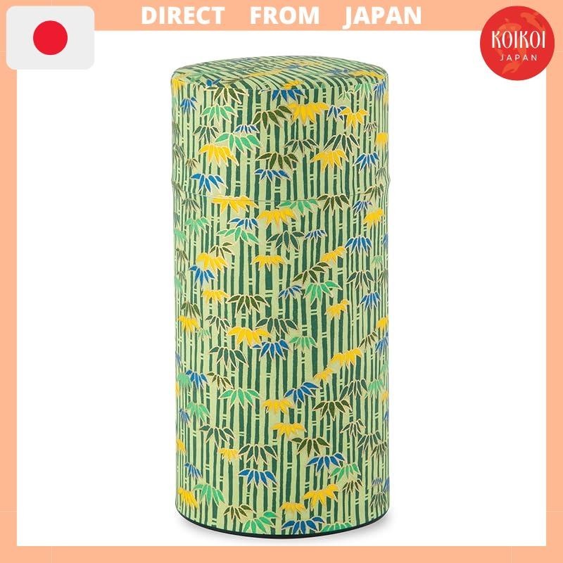 Ren Tea canister canister 200g can (Japanese paper tea canister - blue bamboo green) / Made in Japan