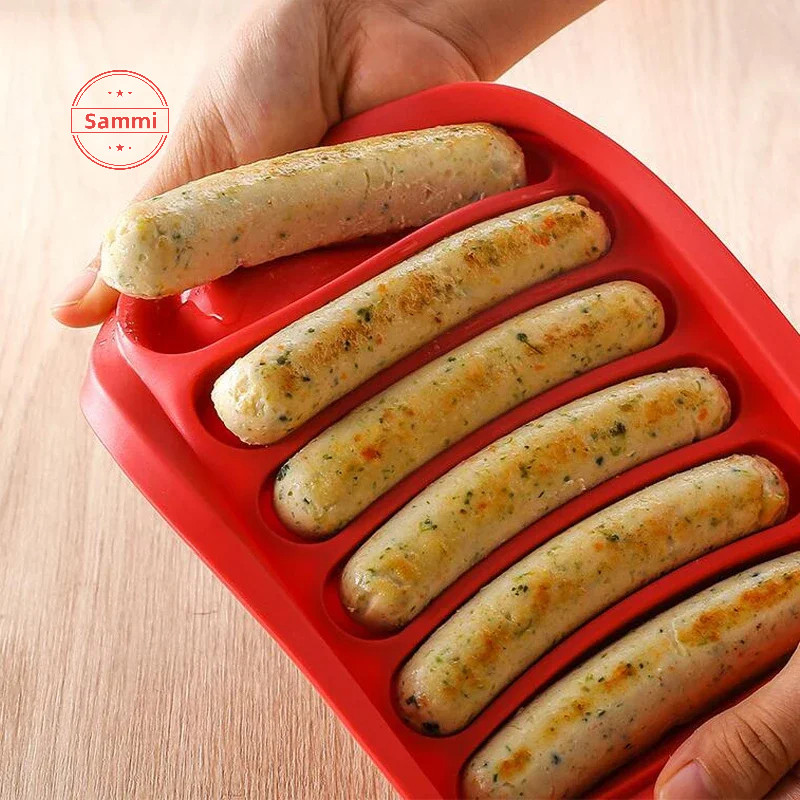 Sammi 6 In 1 ไส้กรอกเครื่อง DIY แม่พิมพ์ทําสุนัขร้อน Handmade Ham แม่พิมพ์ซิลิโคนเครื่องอาหารเด็กครัวทําอาหาร Gadgets TH