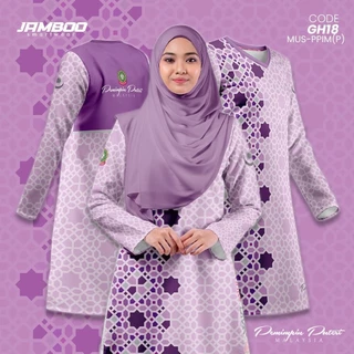 Ppim Muslimah Tshirt Baju Muslimah สีม่วงน้องสาวไมโครไฟเบอร์ชุด Sportwear แขนยาวเสื้อยืด Muslimah เสื้อผ้าการพิมพ์ Musliah Jersey Muslimah เสื้อแขนยาว Plus ขนาด
