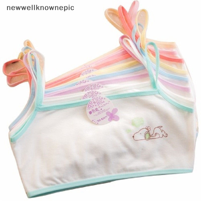 Newwellknownepic Teen Bra Girl Vest Cotton Spandex Big Girl Sport 6-12 ปีวัยรุ่นเด็กตัวอักษร VN