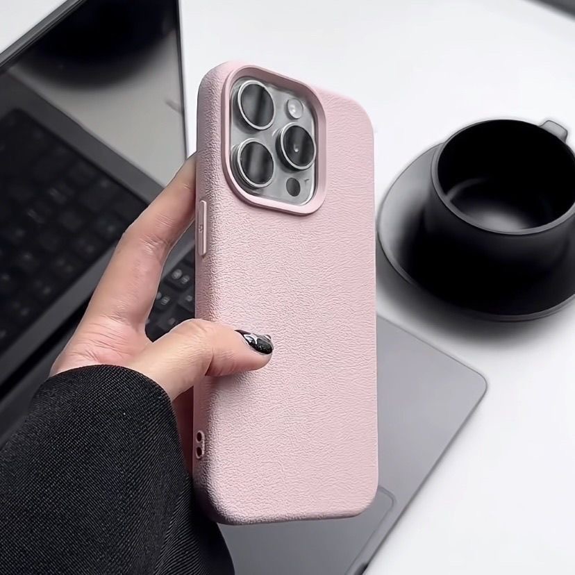 Litchi Clemence Soft กันชน TPU สําหรับ IP IPhone X XR XS Max 11 12 13 14 15 16 Pro Max กรณีแฟชั่นผู้หญิงสีชมพู