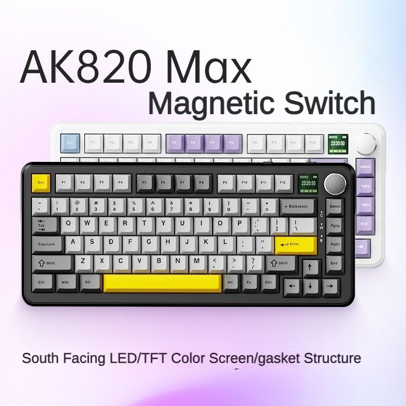 Ajazz AK820MAX สวิทช์แม่เหล็ก Rapid Trigger คีย์บอร์ดสามโหมด TFT หน้าจอสีปะเก็นโครงสร้าง Full Key Hot Swap เกม