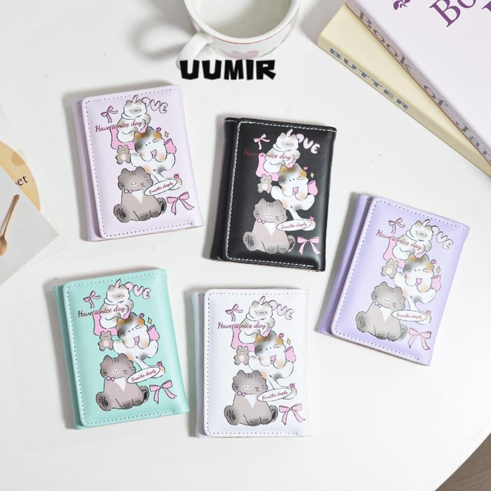 UUMIR บัตรเครดิต สวัสดี,3พับหนัง ปู่ กระเป๋าเงินเหรียญกระเป๋า,การ์ตูนกันน้ําถุงของขวัญนักเรียนหญิง