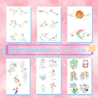 รอยสักลายท้องฟ้าเต็มไปด้วยดวงดาวน่ารักสาวแขนสักสติกเกอร์รอยส…