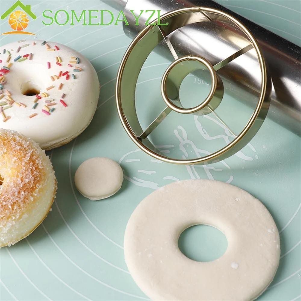 Somedayzl แม่พิมพ์โดนัทสแตนเลส, เครื่องมือตกแต่งเค้ก DIY เครื่องตัดขนมปัง, อุปกรณ์อบขนมกันสนิมอเนกประสงค์เครื่องตัดคุกกี้ขนมหวาน