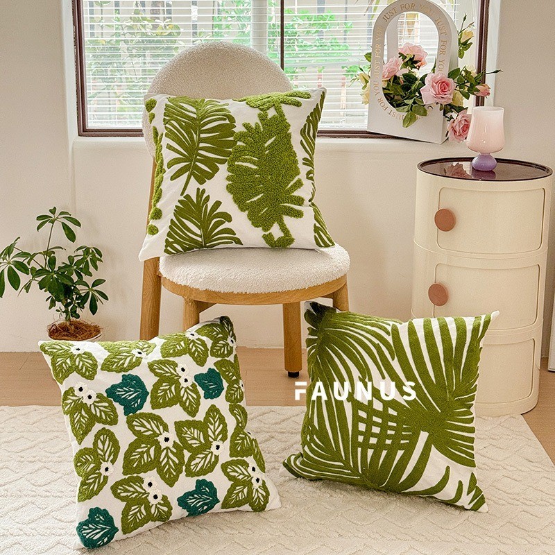 Allieuka ปลอกหมอน ปลอกหมอนอิง ปักลายดอกไม้ นุ่มสบาย สําหรับตกแต่งบ้าน 45 * 45 ซม - รูปที่ 5