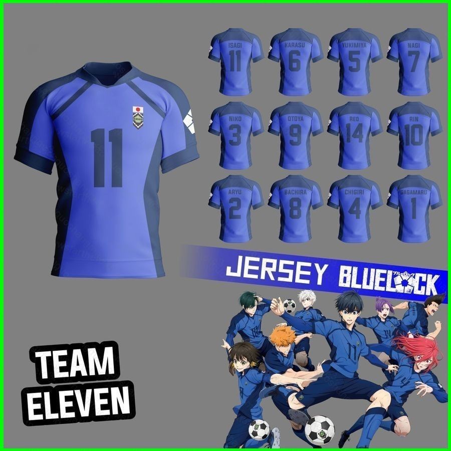Jersey อะนิเมะคอสเพลย์ Blue Lock Team Eleven Isagi Yoichi เทรนด์เสื้อยืดแขนสั้นพิมพ์ลาย 3D