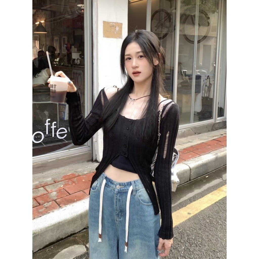 Mini shopพร้อมส่ง(MT725)3สีเสื้อถักไหมพรมแขนยาว คอวี รูปที่ 2