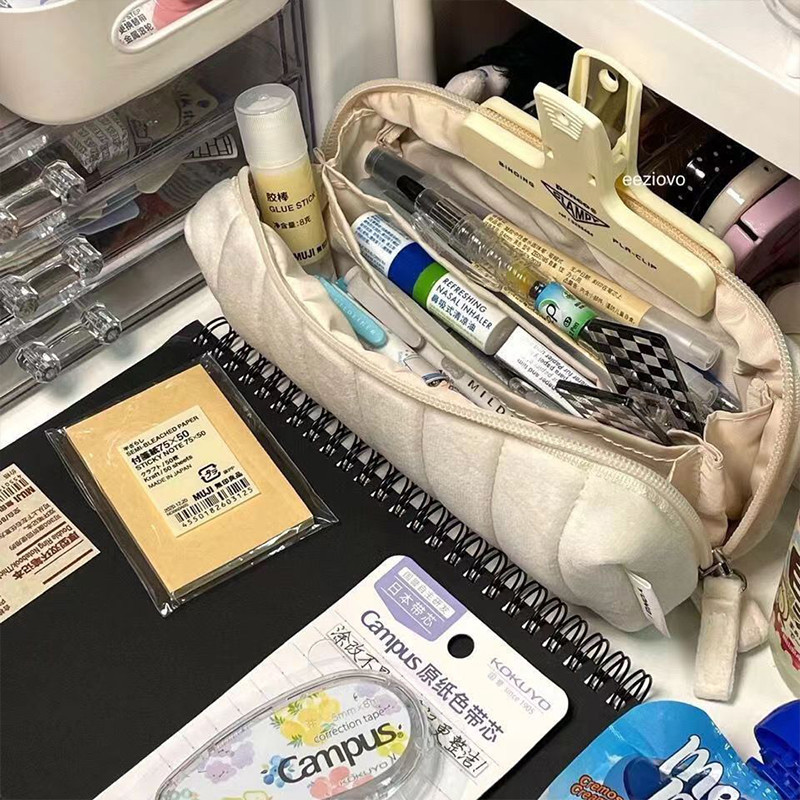 สร้างสรรค์ที่เรียบง่ายขนมปังกรณีดินสอนุ่มความจุขนาดใหญ่การจําแนกการจัดเก็บกล่องดินสอมัลติฟังก์ชั่รายการถุงเก็บ - รูปที่ 3