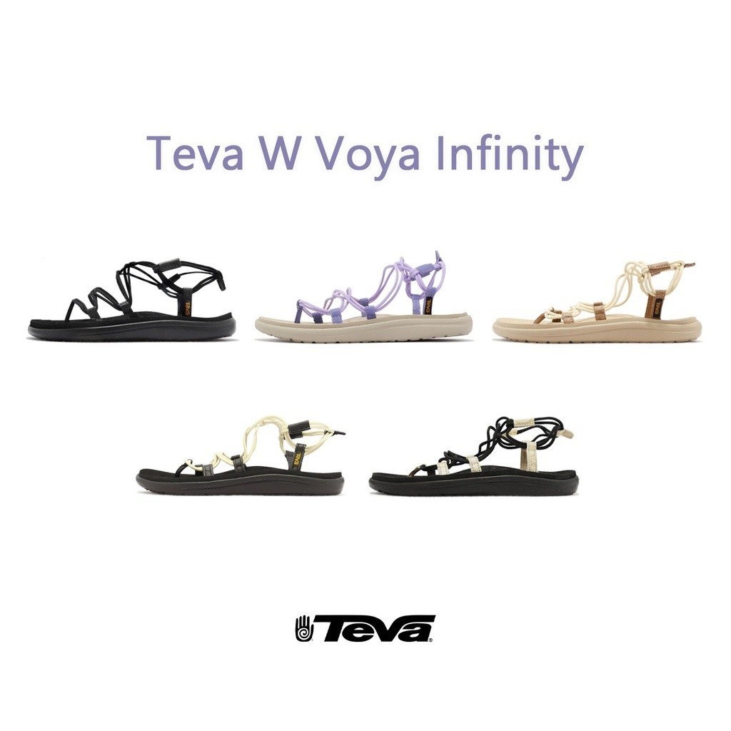 รองเท้าแตะ Teva W voya Infinity Roman Shoes webbing laced-up Women's All Black Purple Beige Swan Whi