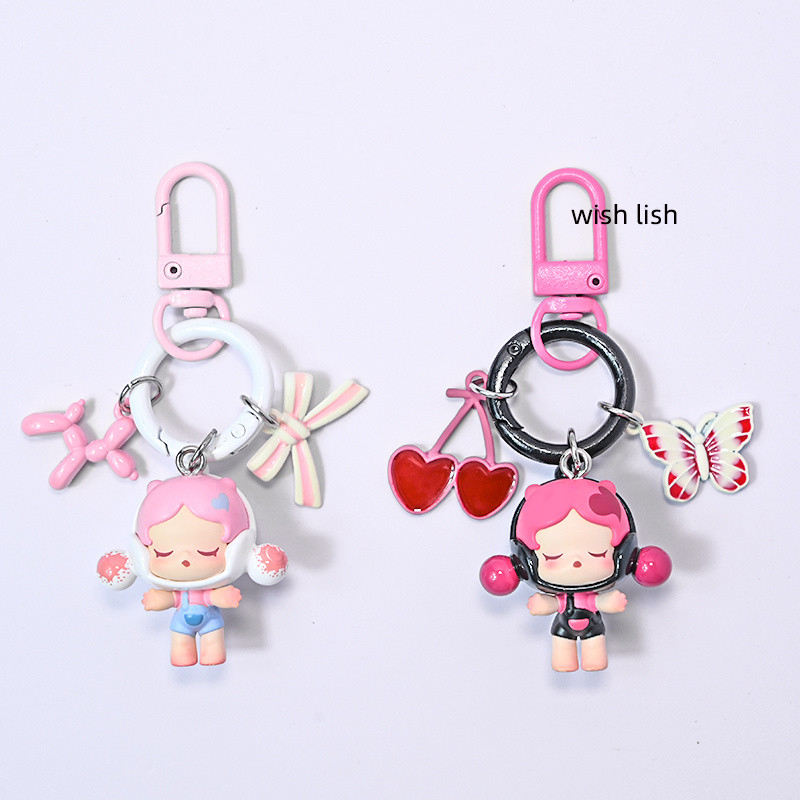 ของแท้ Pop Mart นั่งน่ารักเม็ด dimoo พวงกุญแจรถกระเป๋าจี้วันเกิดคู่แฟนของขวัญ