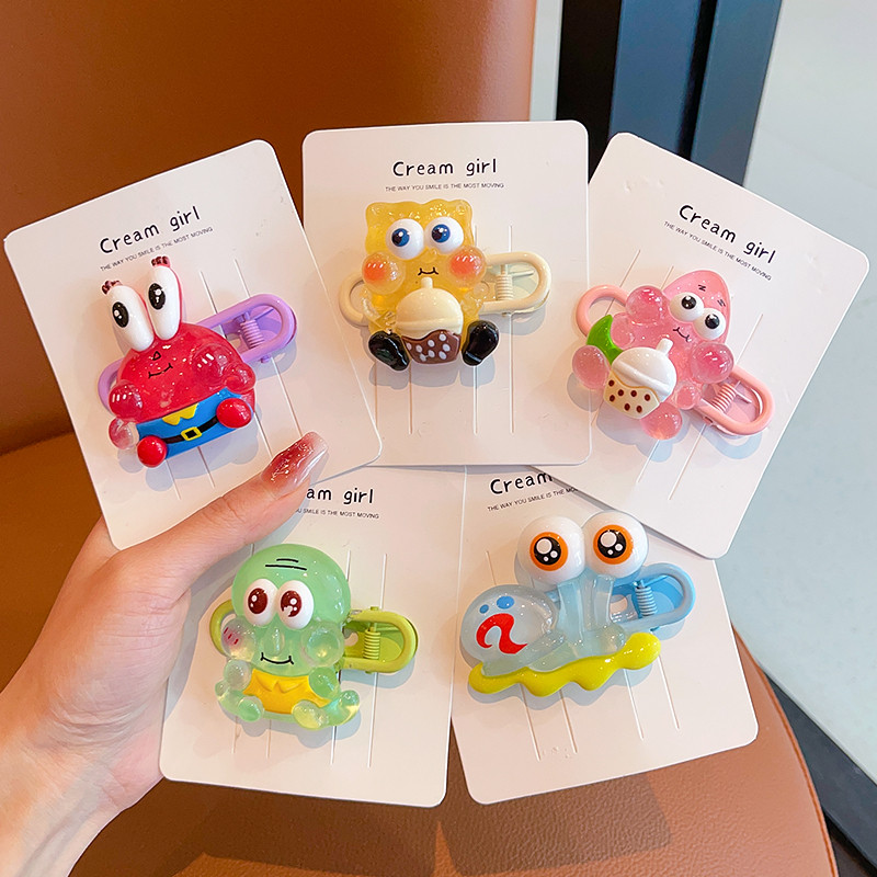 การ์ตูน SpongeBob SquarePants Patrick Star สุภาพสตรีฤดูร้อนใหม่หวานกิ๊บติดผมหน้าม้าด้านข้าง