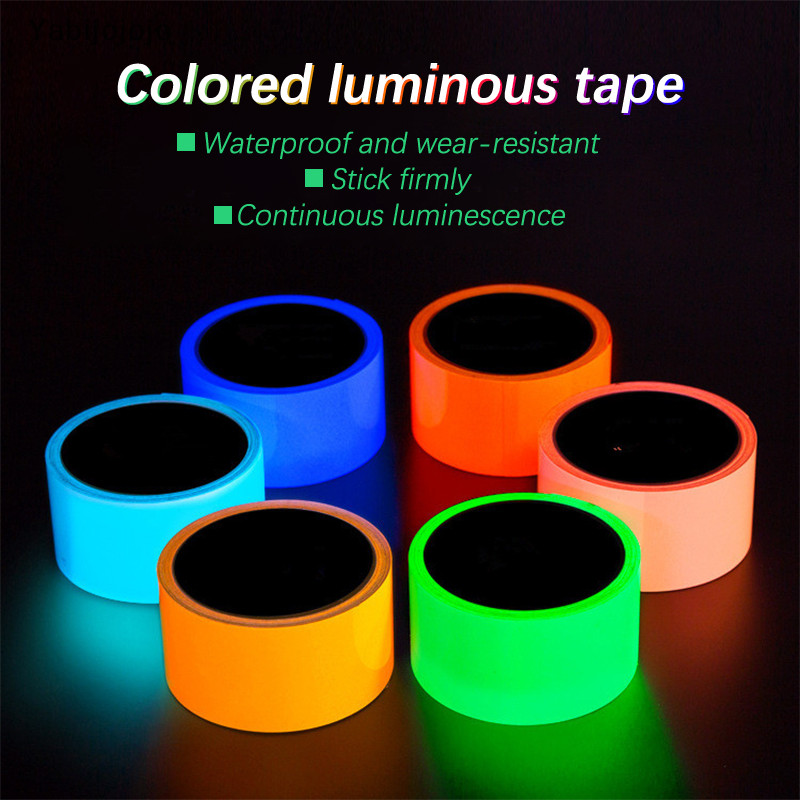 Yabijojojo 1 ม้วน Self-กาวเทปส่องสว่าง Night Vision ความปลอดภัยคําเตือนความปลอดภัยเรืองแสงใน Dark เทป Home Stage Party ตกแต่งเทปนีออนใหม่