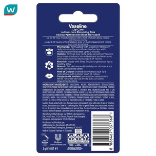 Vaseline วาสลีน ลิป แคร์ คัลเลอร์ พลัส แคร์ บลูมมิ่ง พิงค์ 3 กรัม ลิปบำรุงริมฝีปาก ชุ่มชื้น