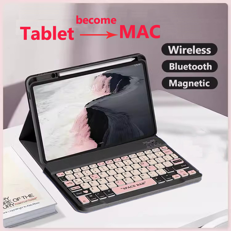 เคสบลูทูธไร้สายสําหรับ Honor Pad 9 12.1 นิ้วคีย์บอร์ดแม่เหล็ก Flip Stand Case พร้อมช่องดินสอสําหรับ 