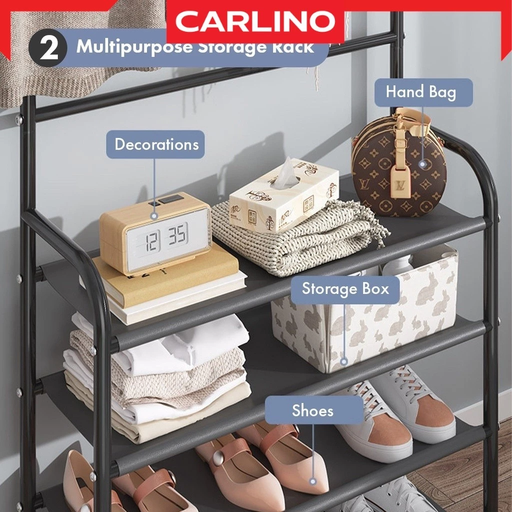 ลดล้างสต็อค!! Hemnes Rack ราวพร้อมตะขอแขวนเสื้อ, กระเป๋าสะพาย  ,หมวก + ชั้นวางรองเท้า4/5 ชั้น พร้อมผ้า Non woven กันน้ำ thumbnail 6