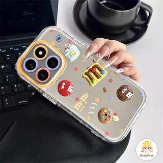 ลายจุดสีน่ารัก M เมล็ดช็อกโกแลต กระจกแต่งหน้า เคสIPhone 16 15 17 11 13 14 12 Pro Max XR XS X Max 8 15 14 Plus SE 2020