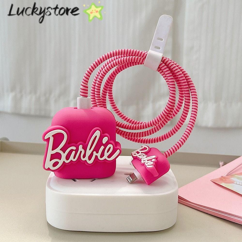 Lucky Barbie เคสป้องกันสายชาร์จโทรศัพท์มือถือ 18 20W สีชมพู สําหรับตุ๊กตาบาร์บี้