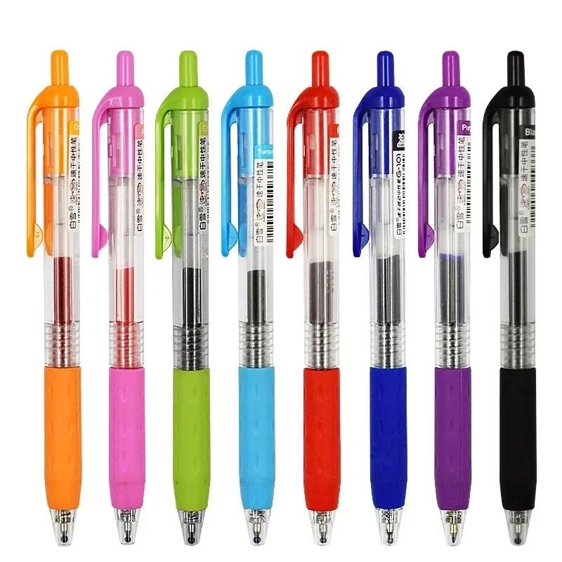 ปากกาเจลสีกดแห้งเร็ว 0.5 มม. กระสุน 9 สีเติม